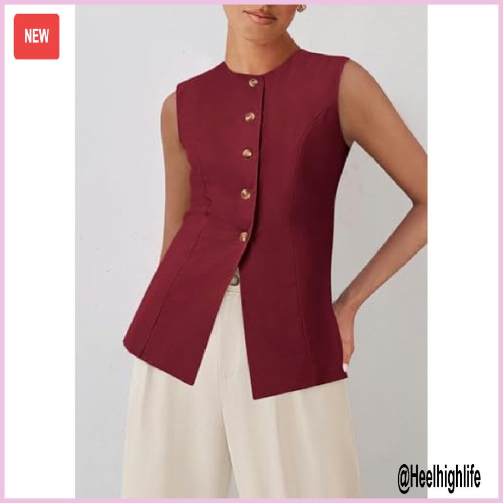 Lightweight Polyester Blazer Vest Sleeveless Busi… - image 4